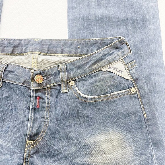 Replay Button Down Dark Wash Bootcut Denim Jeans SZ 27 x 32 - Picture 3 of 8
